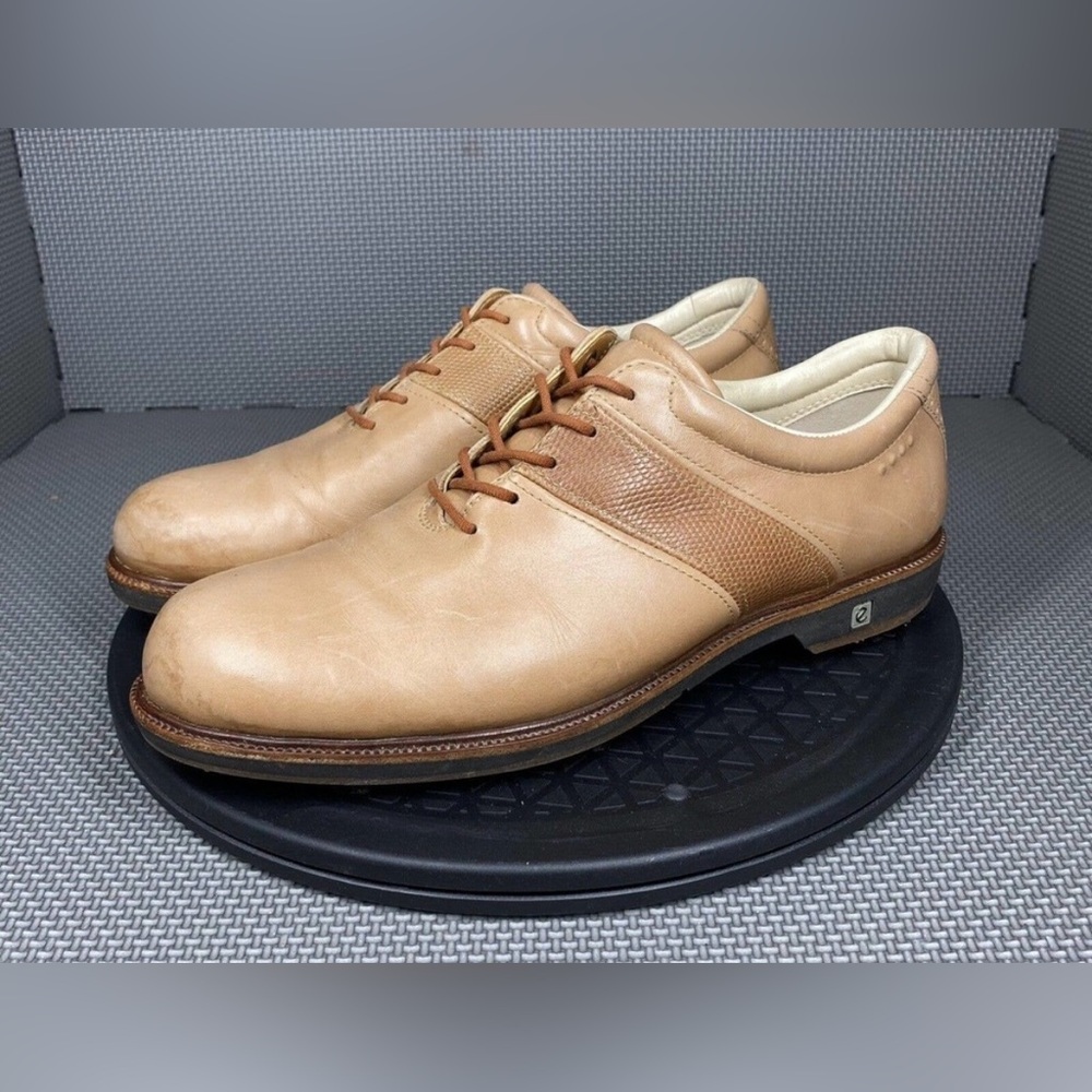 Ecco Golf Shoes Womens size EU39 8.5 Brown Leather Saddle Loafer Hydromax Spikes